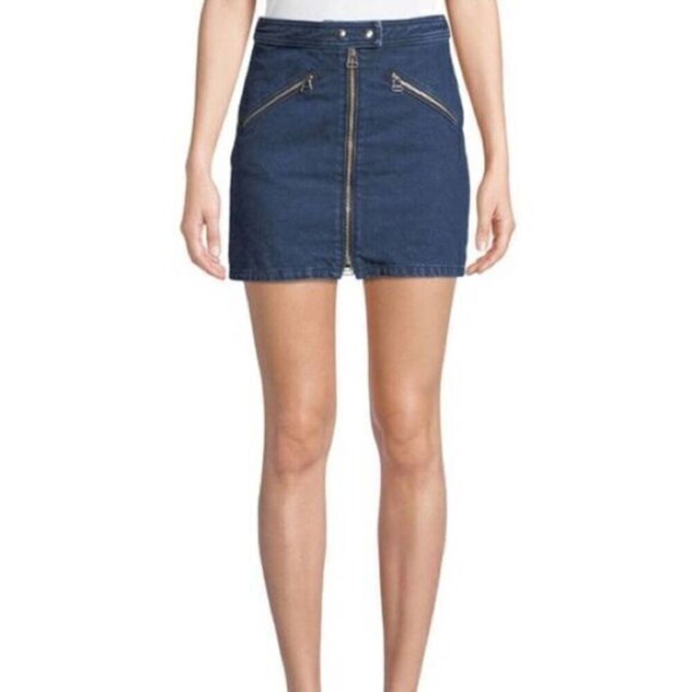Rag & Bone Racer ZIP Front Denim Mini Skirt sz 28